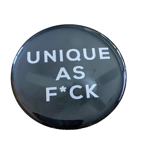 URBAN OUTFITTERS UNIQUE AS F**k Unique AF button pin big collection black brooch - Picture 7 of 7